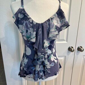 ruffle y2k 2000s boho top with with floral print